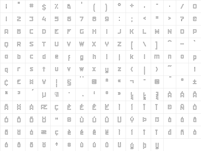 Militech Outlined font glyphpreview