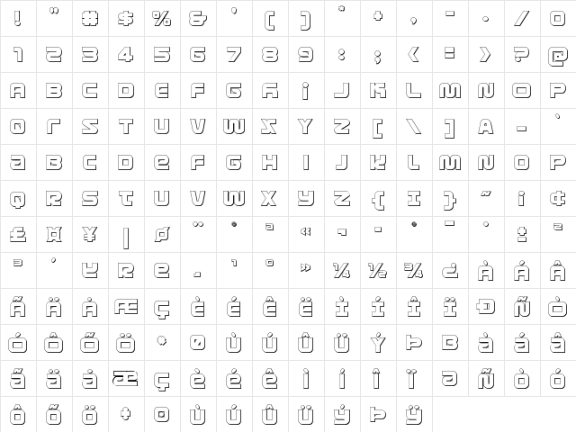 Metronauts 3D Regular font glyphpreview