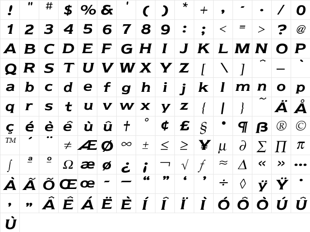 Newtext Regular font glyphpreview