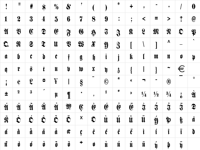 FrankCondensed Normal font glyphpreview