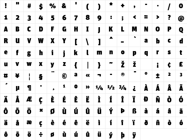 Unit-Ultra Regular font glyphpreview