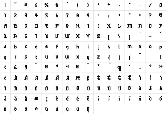 FFScratch Regular font glyphpreview