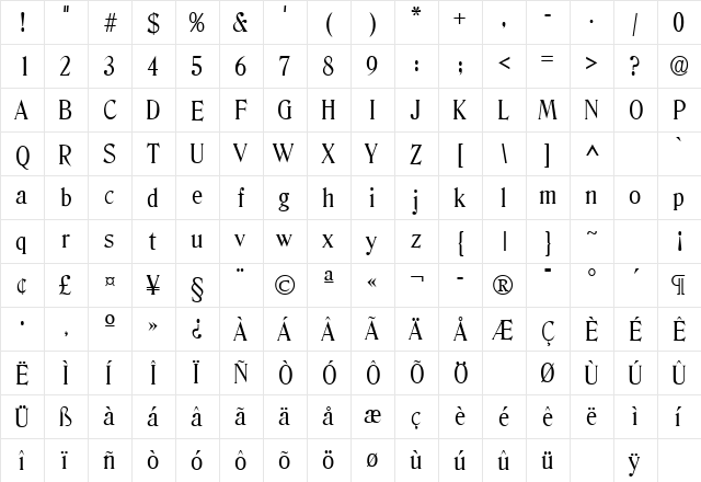Denver Regular font glyphpreview
