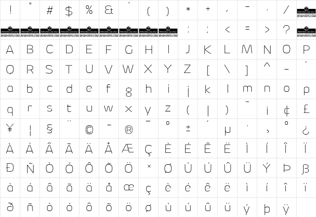 Byom Thin font glyphpreview