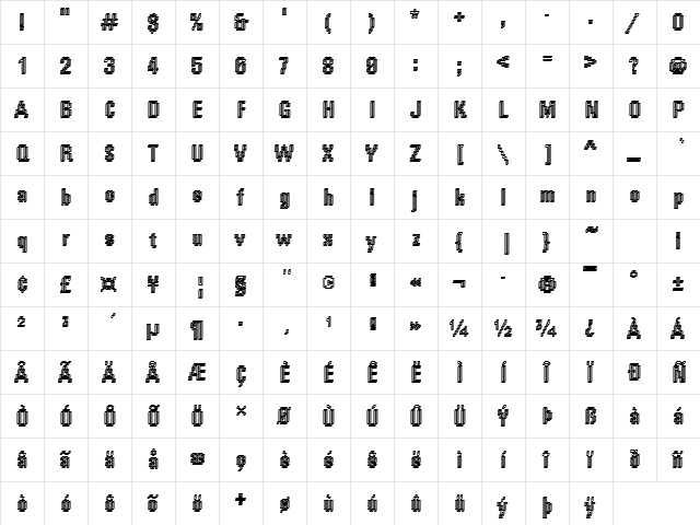 Rough64 Becker Regular font glyphpreview