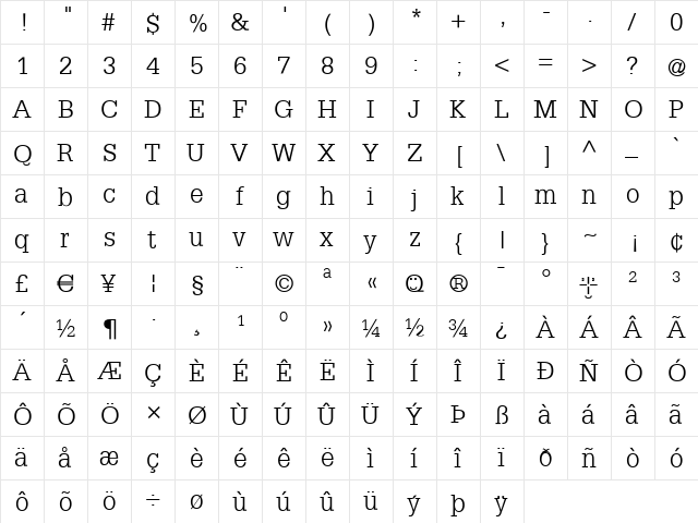 SteepSlab Regular font glyphpreview