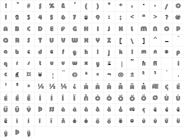 PumpTriline_PFL Normal font glyphpreview