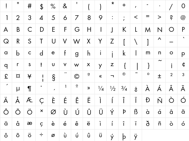 FuturaEF Book font glyphpreview