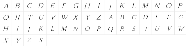 Coldiac Free Italic font glyphpreview