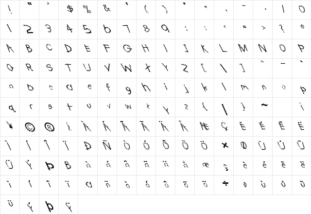 FZ HAND 22 SPIKED LEFTY Normal font glyphpreview