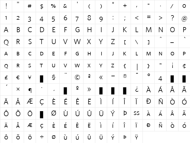 Whitney Medium font glyphpreview
