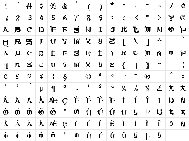 Orient2 Normal font glyphpreview