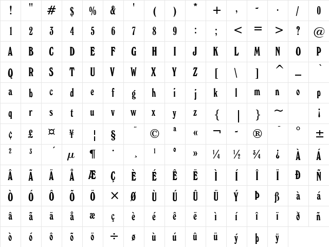 Windsor Regular font glyphpreview