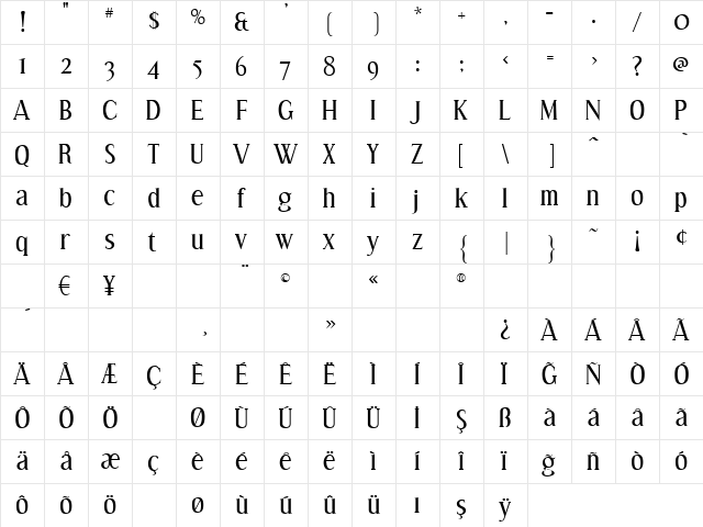 TR Effloresce Regular font glyphpreview