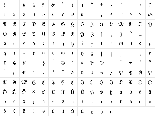 OldBerlin Regular font glyphpreview