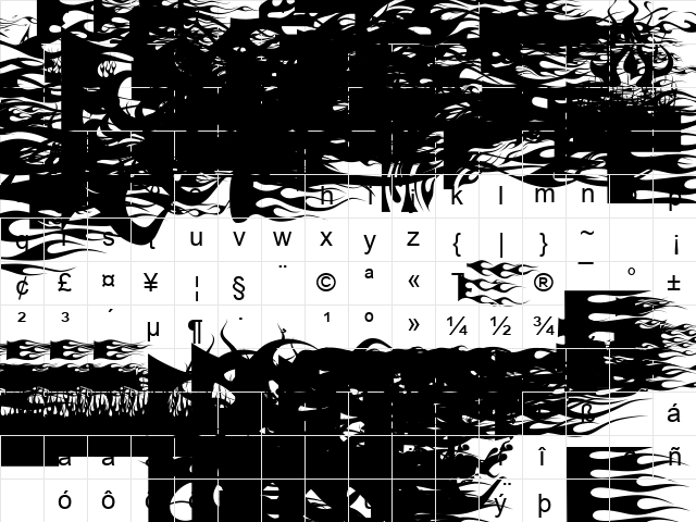 Flames 2 Regular font glyphpreview