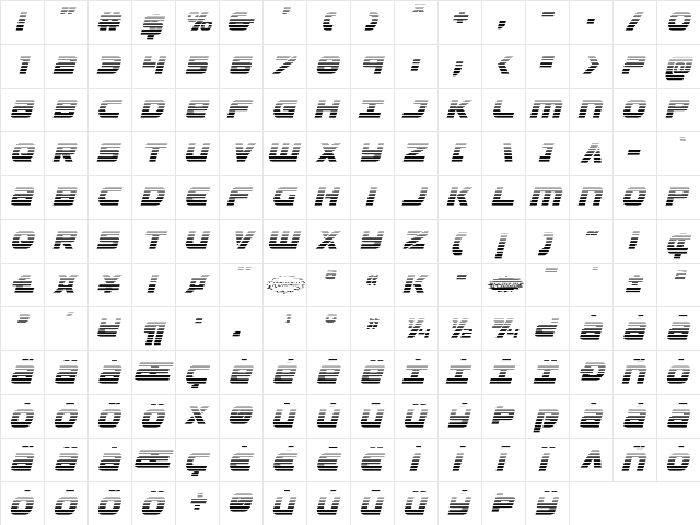 Ozda Gradient Italic Italic font glyphpreview