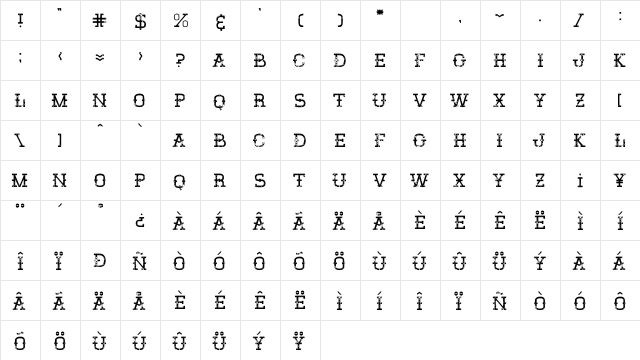 El Sancho Regular font glyphpreview