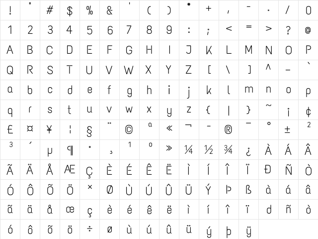 Text Me One Regular font glyphpreview