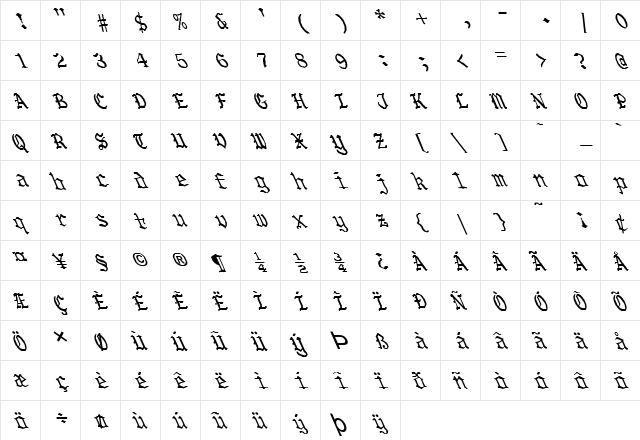 FZ GOTHIC 5 LEFTY Bold font glyphpreview