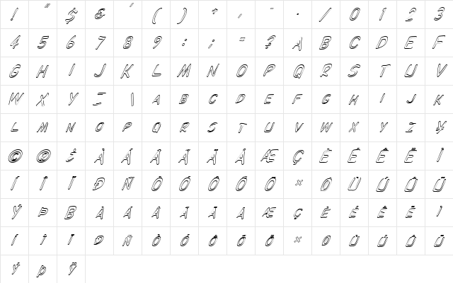FZ BASIC 29 HOLLOW ITALIC Normal font glyphpreview