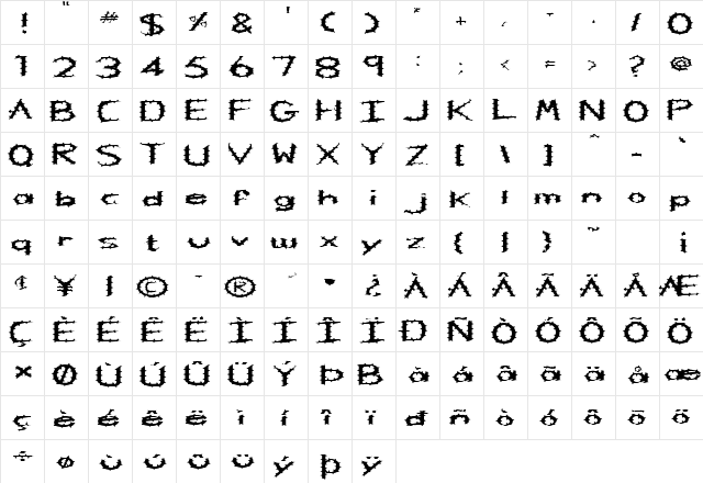 FZ HAND 5 SPIKED EX Normal font glyphpreview