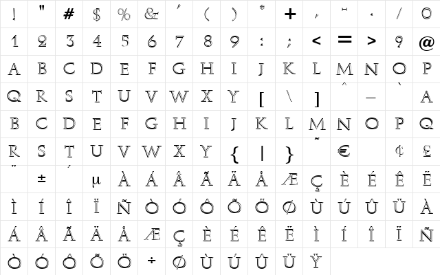 RamonaInline Regular font glyphpreview