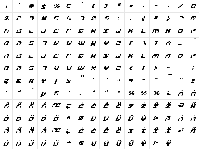 Xenophobia Italic Italic font glyphpreview