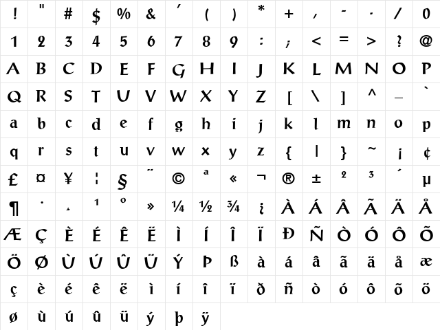 ProseAntique Bold font glyphpreview