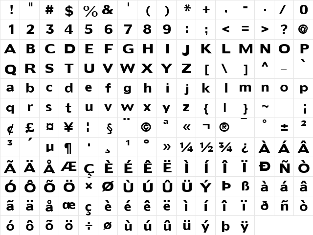 FZ BASIC 55 Normal font glyphpreview