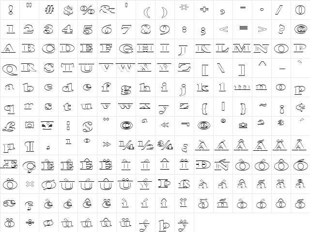 FZ ROMAN 26 HOLLOW EX Normal font glyphpreview