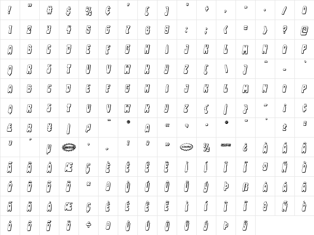 Pocket Monster Shadow Italic Italic font glyphpreview