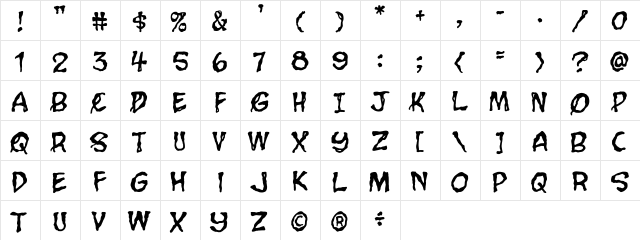 CCGrimlyFiendish Regular font glyphpreview