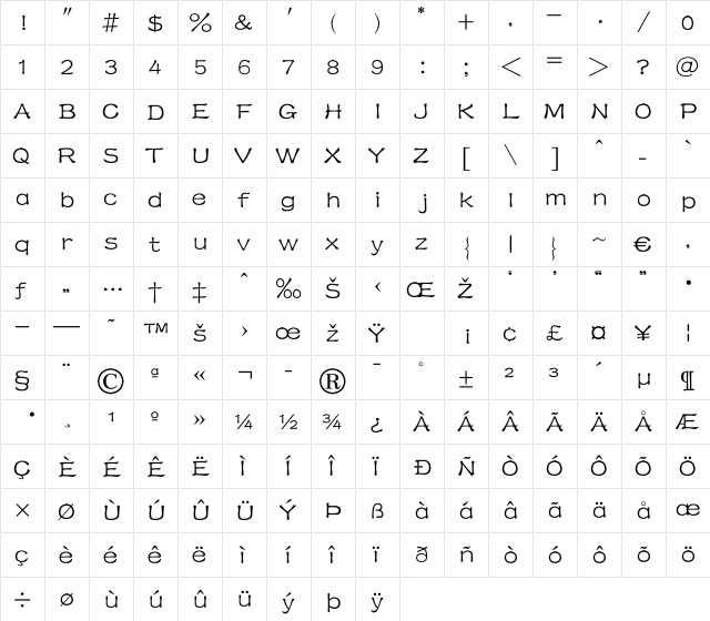 FZShuTi Regular font glyphpreview