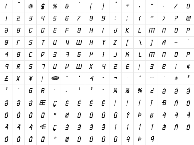 Escape Artist Academy Semi-Italic Semi-Italic font glyphpreview