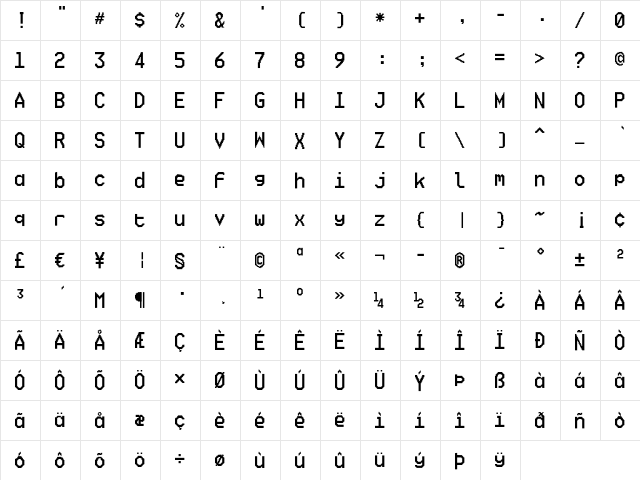 Ticketing Regular font glyphpreview