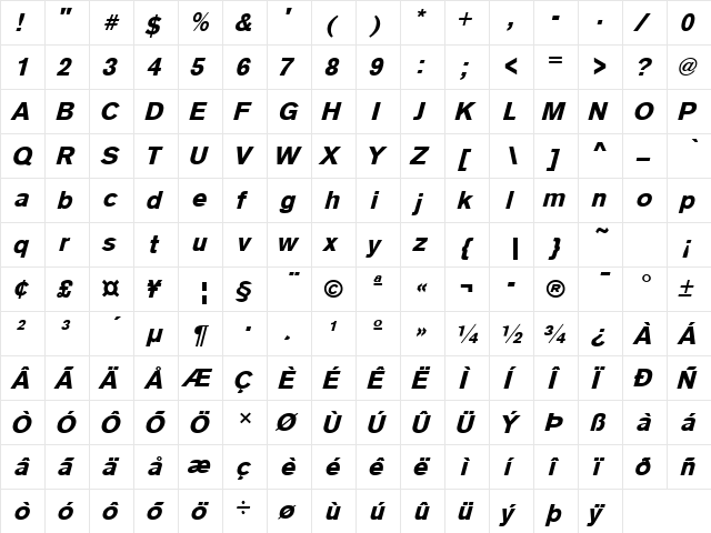 Sage Bold Oblique font glyphpreview