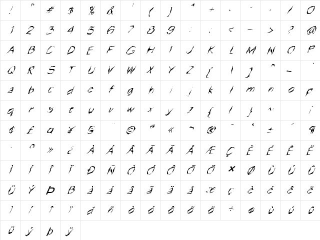 FZ WACKY 14 ITALIC Normal font glyphpreview