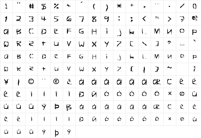 FZ WARPED 26 Normal font glyphpreview