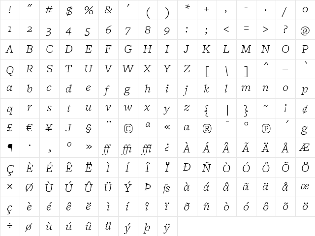 FreightMicro LightItalic font glyphpreview
