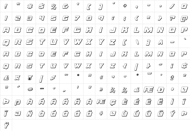 Ore Crusher 3D Italic Italic font glyphpreview