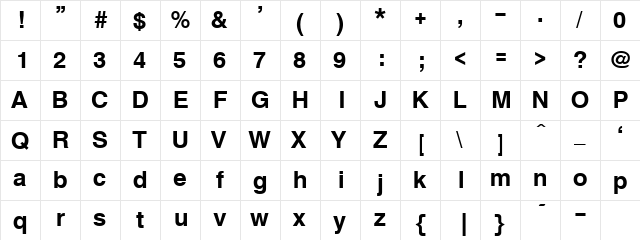 TxFntB8 Regular font glyphpreview