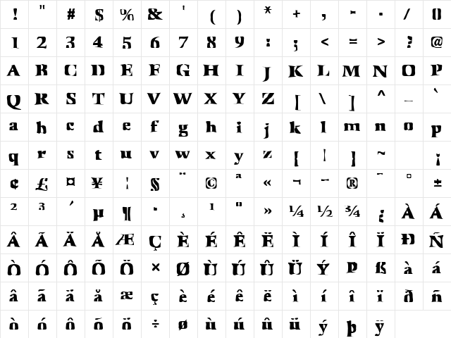 FZ WARPED 41 Normal font glyphpreview