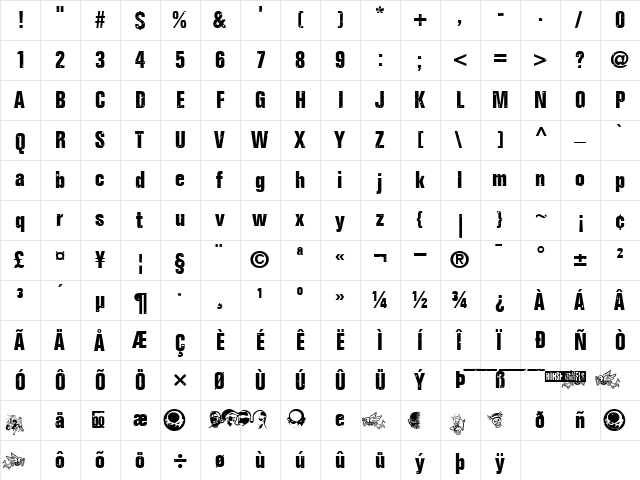 ONKELZ 2014 Regular font glyphpreview