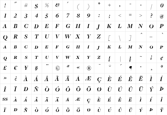 FreightDispBoldItalicSC Regular font glyphpreview