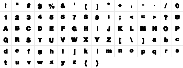 Ack-ack Regular font glyphpreview