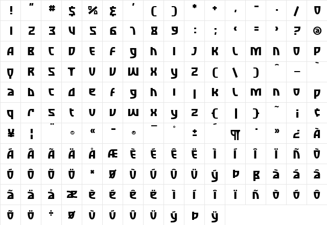 SF Retroesque Regular font glyphpreview