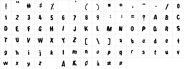 Shake that booty Regular font glyphpreview