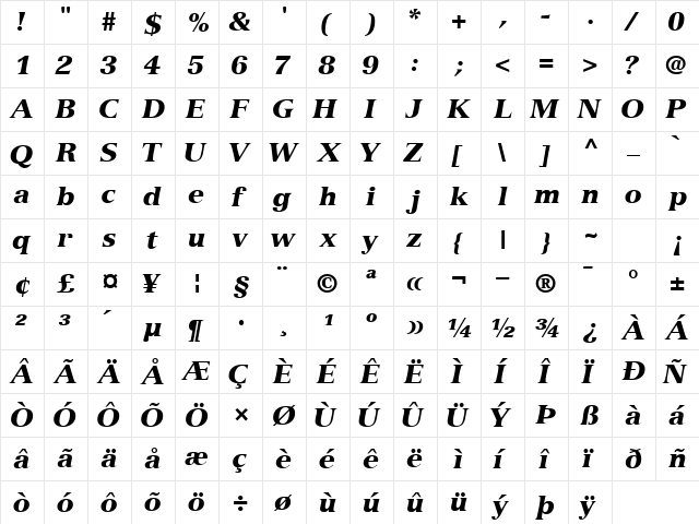 NuanceBlackSSK Italic font glyphpreview