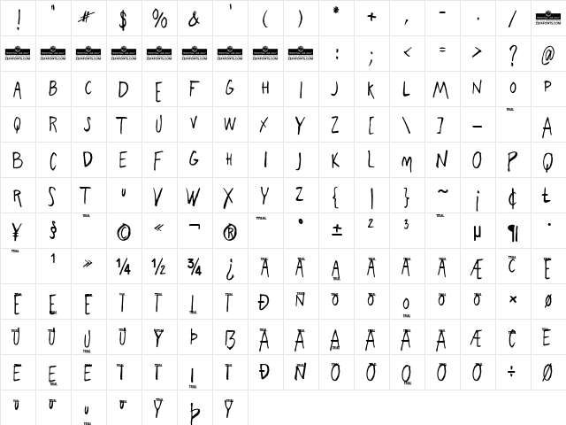 Freehand Blockletter Regular font glyphpreview